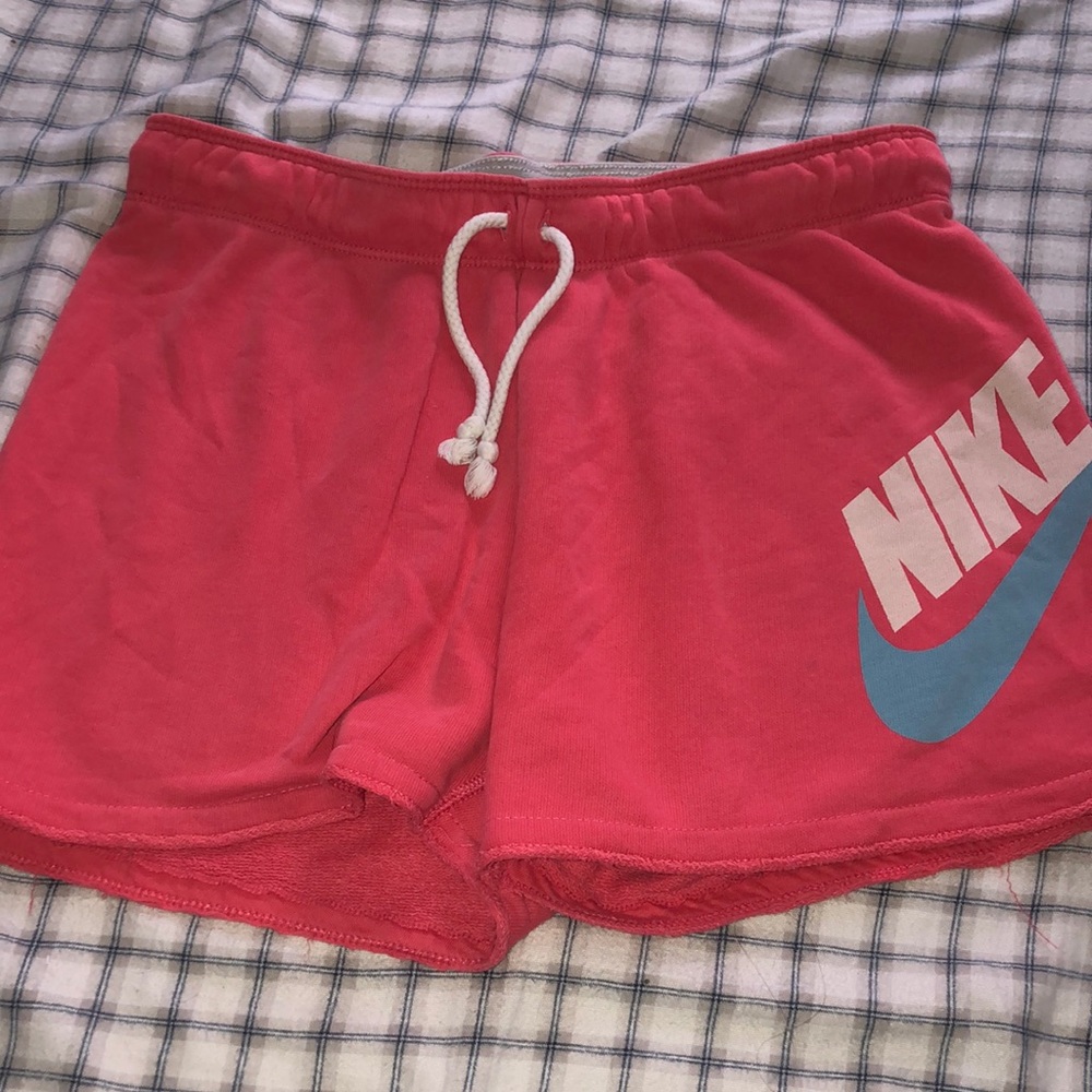 pink nike sweat shorts